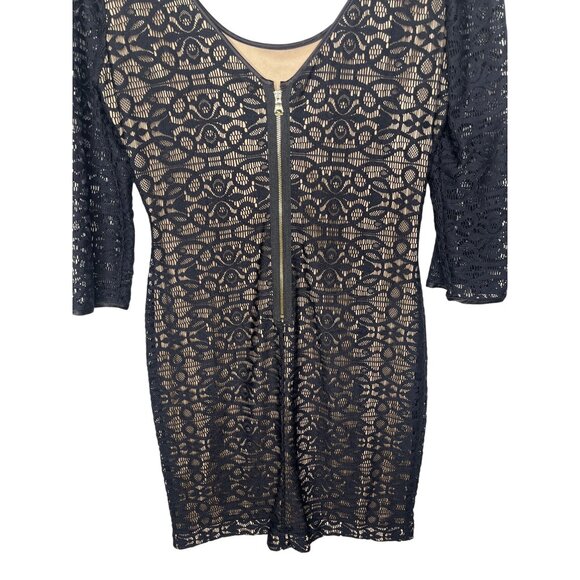 Guess Black Nude Lace Sheath Dress Size 10 Party Cocktail - Picture 9 of 12